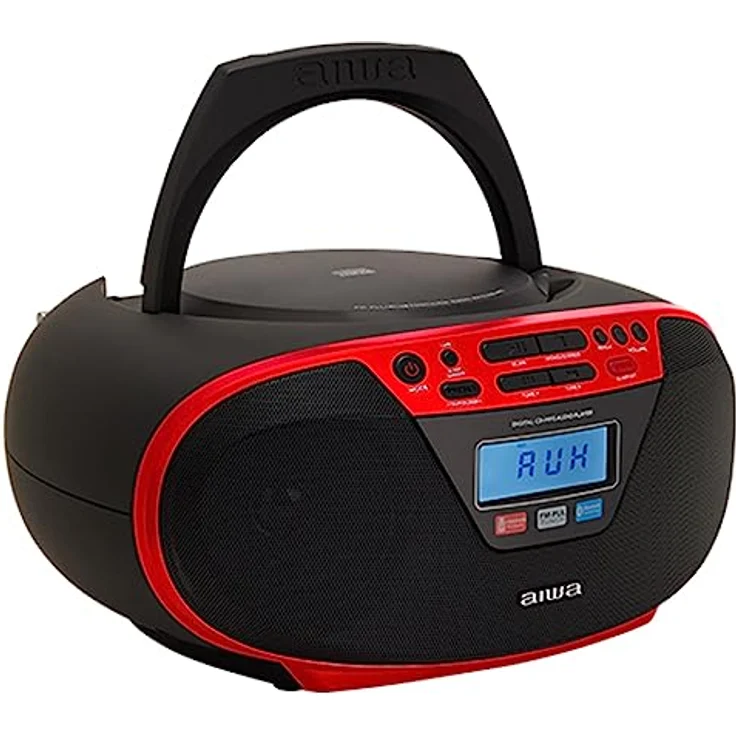 Aiwa BBTU-400RD Tragbares CD-Radio mit Bluetooth und USB, Farbdisplay, RDS, FM PLL, Weckerfunktion, Rot – Bild 2