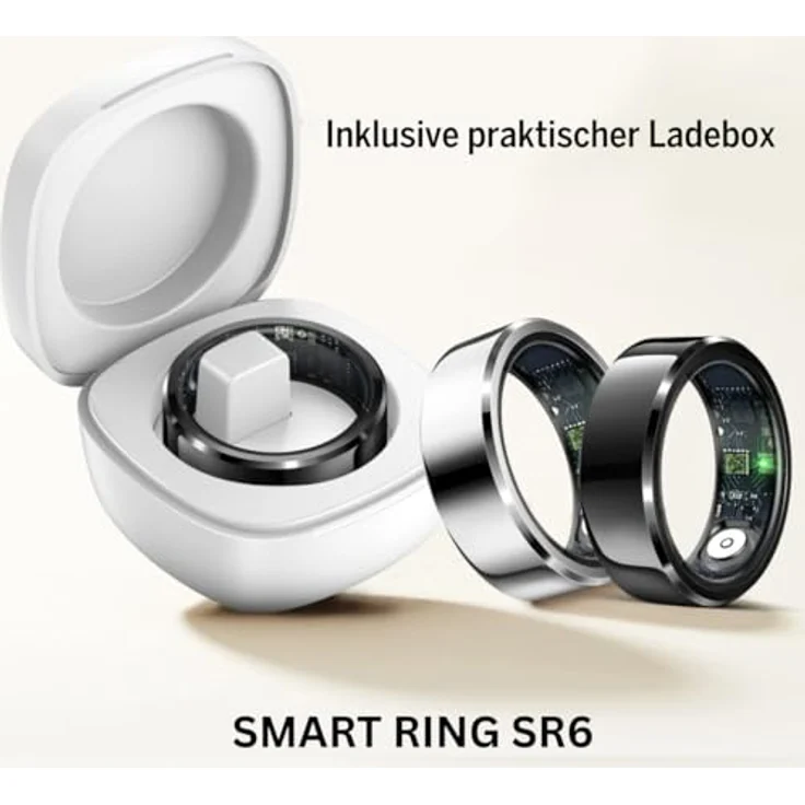 Beafon Smart Ring SR6, Fitnesstracker mit Bluetooth 5.1, Edelstahl, Größe 11, Silber – Bild 2