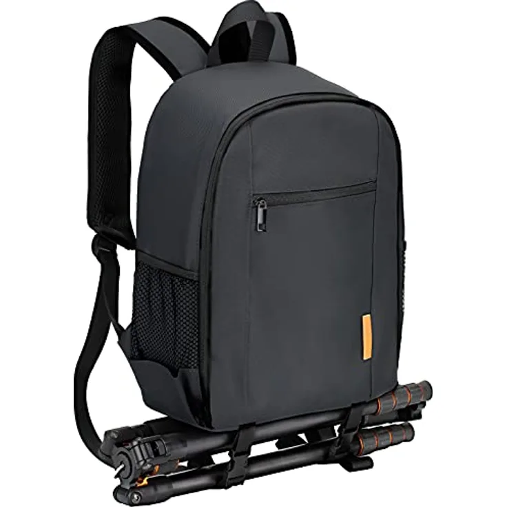 TARION TB-S Kamerarucksack, kleiner Fotorucksack mit großem Fassungsvermögen für Spiegelreflexkameras, wasserabweisend, 12 Liter, Schwarz