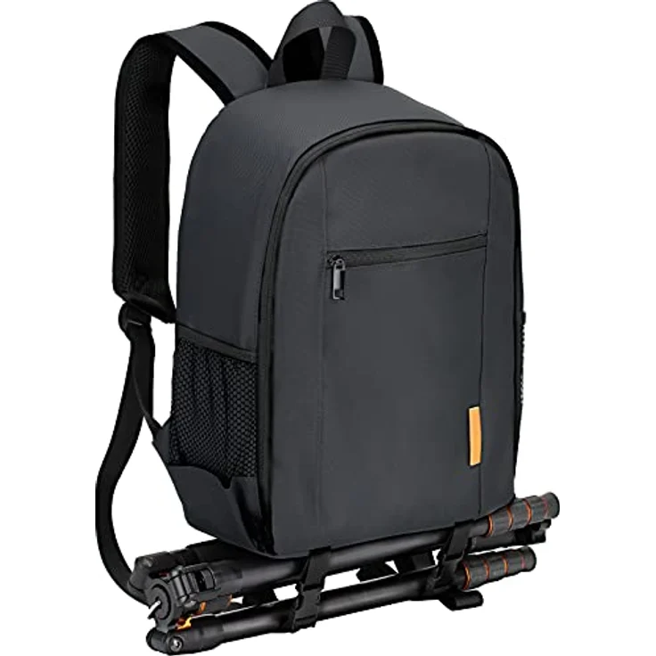 TARION TB-S Kamerarucksack, kleiner Fotorucksack mit großem Fassungsvermögen für Spiegelreflexkameras, wasserabweisend, 12 Liter, Schwarz – Bild 1