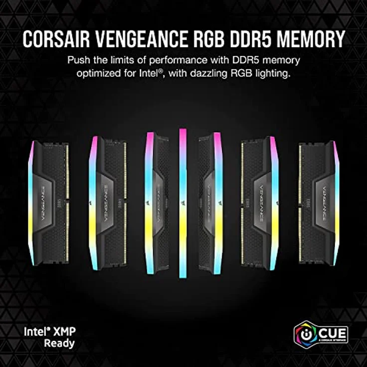 Corsair VENGEANCE RGB DDR5 RAM 32GB (2x16GB) 6400MHz CL32 Intel XMP iCUE Kompatibel Computer Speicher - Schwarz (CMH32GX5M2B6400C32) – Bild 2