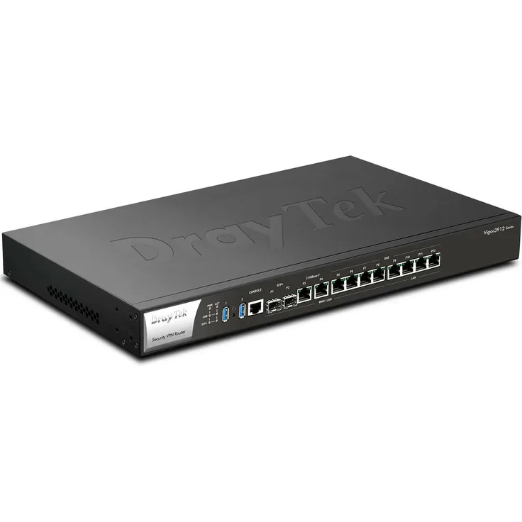 Draytek Vigor 3912 Multi-WAN-Router 10GbE mit 8 WAN-Ports, 12.5 GBit/s NAT Performance, inklusive Montagezubehör