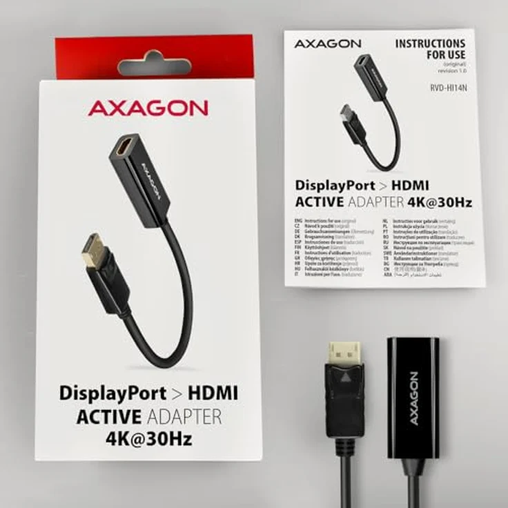 AXAGON RVD-HI14N DisplayPort zu HDMI 1.4 Adapter, 4K/30Hz, schwarzes Kabel, 15 cm lang – Bild 6