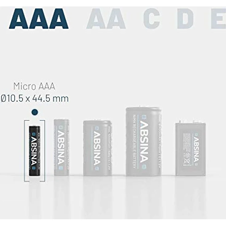 Absina Micro (AAA) Akku NiMH 1.2V 800 mAh, 4er Pack, wiederaufladbar und umweltfreundlich – Bild 3