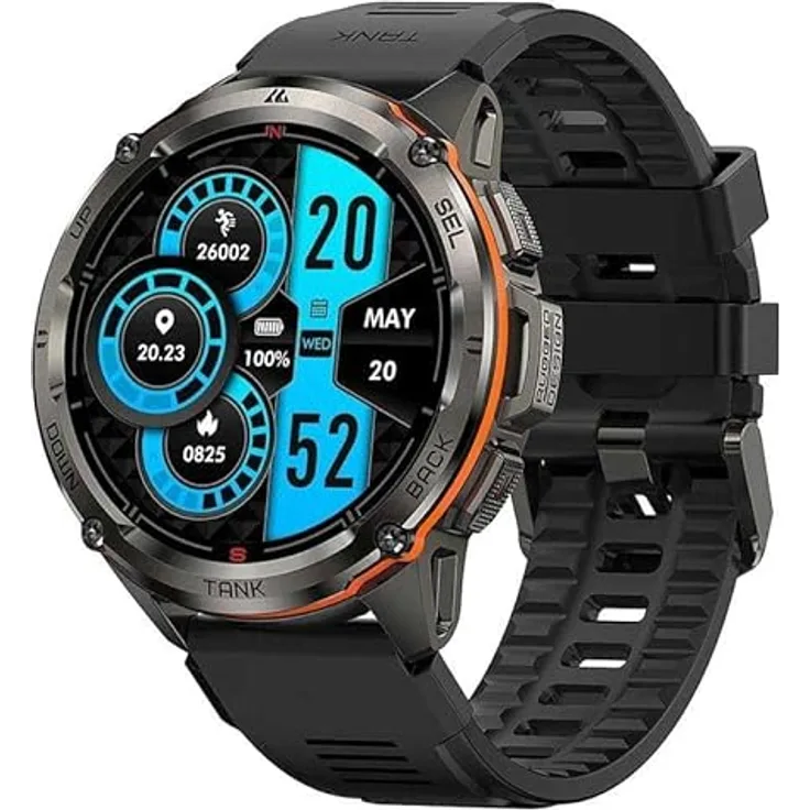 Kospet T3 Ultra Smart Watch, 1.4 Zoll AMOLED, GPS, 170 Sportmodi, wasserdicht, schwarz