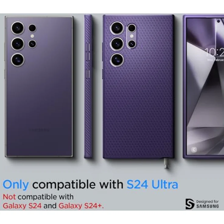 Spigen Liquid Air Hülle Kompatibel mit Samsung Galaxy S24 Ultra -Dunkellila Gemustertes TPU, Air Cushion Technologie, Spider Web Stoßabsorbieren, Schutzrand für Display und Kamera, Maßgeschneidert für Anschlüsse – Bild 2