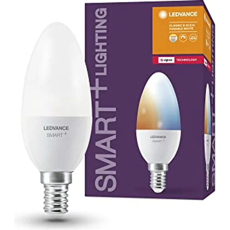 LEDVANCE Smart+ Lampe mit ZigBee Technologie, 5W, 40W-Ersatz, Sockel E14, Lichtfarbe Tunable White, 470lm, 1er Pack