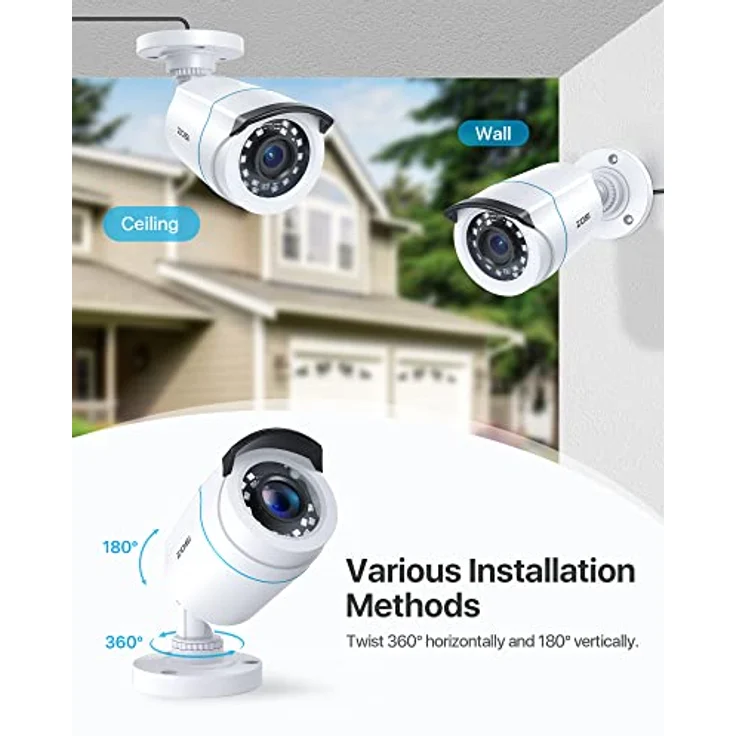 ZOSI 4 Pieces 2MP 1080P Outdoor Video Surveillance Camera Set, Full HD, Weatherproof, Night Vision, for CCTV DVR System – Bild 5