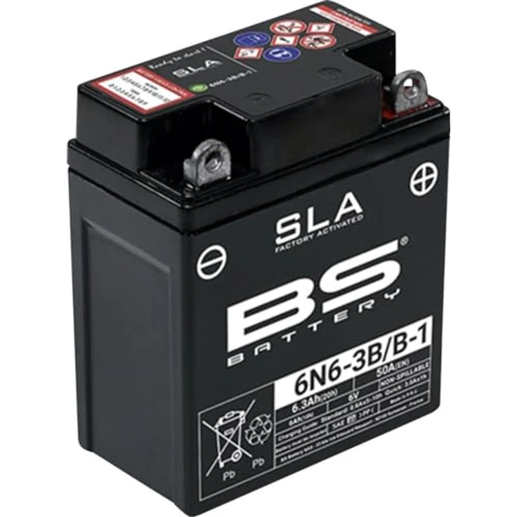 BS Battery 6N6-3B/B-1, AGM SLA Batterie, 6V 6,3Ah, wartungsfrei, vorgeladen, auslaufsicher, 50A CCA – Bild 2