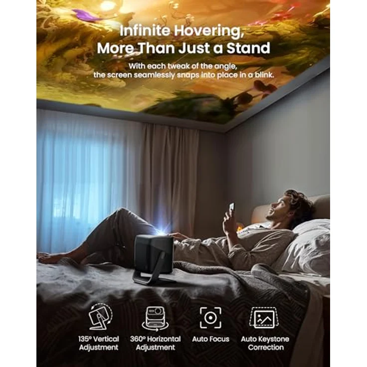 JmGO N1S Ultra Beamer 4K 3000 ANSI Lumens, Triple Laser Projektor mit GTV Netflix, Gimbal Echtzeit Bildkorrektur, 180 Zoll Blu-ray 3D Beamer Heimkino, HDR10, 20W Dual-Lautsprecher mit DTS-HD und DD+ – Bild 5