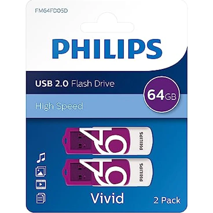 Philips USB 2.0 64GB Vivid Edition Purple 2-Pack  – Bild 3