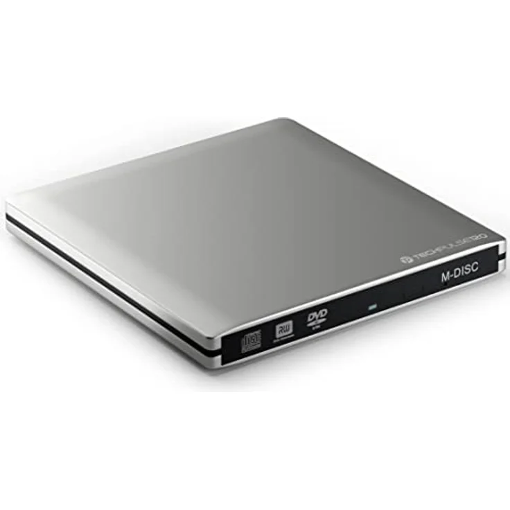 techPulse120 USB 3.1 Type C M-Disc externer DVDRW CDRW Brenner Writer Alu Silber Burner Superdrive Laufwerk DVD CD Ultra Slim für Computer Notebook Ultrabook Windows 10 Mac OS Apple iMAC MacBook – Bild 1