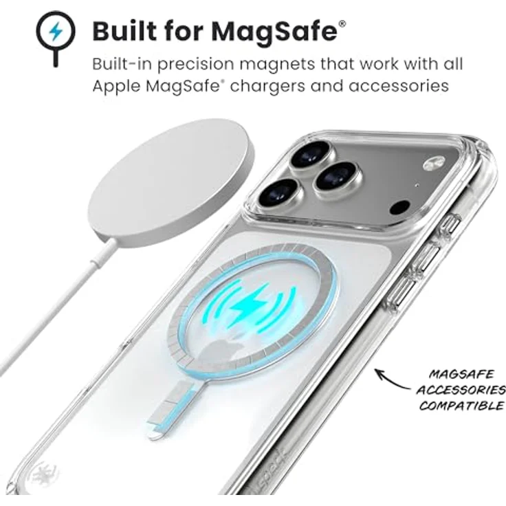 Speck Presidio Perfect Clear + MS für Apple iPhone 17 Pro Max, transparente Smartphone Hülle mit Microban, MagSafe-kompatibel, UV-Schutz, bis zu 4 m Fallhöhe – Bild 8