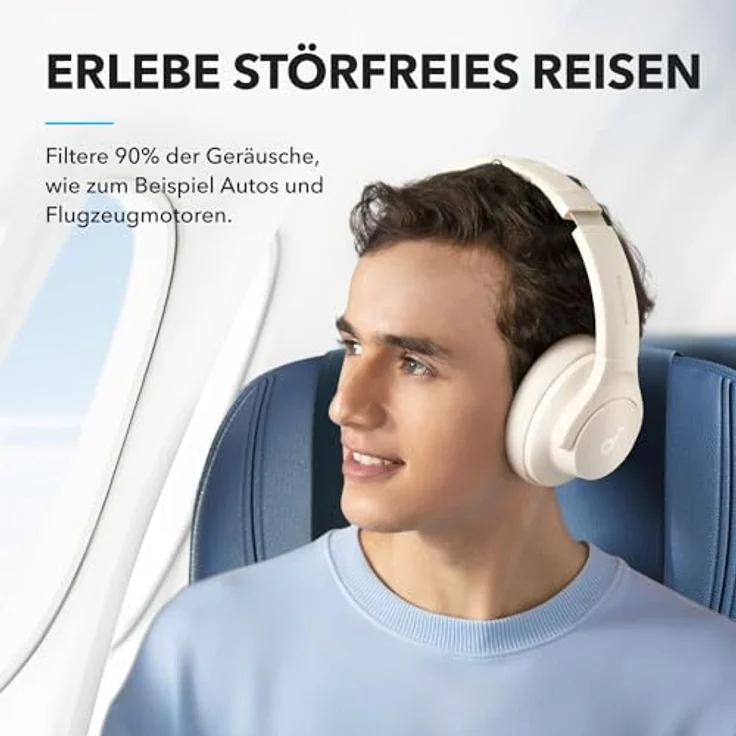 eufy Q20i, Kopfhörer mit Hybrid Active Noise Cancelling, 40 Stunden Akkulaufzeit, Weiß – Bild 3