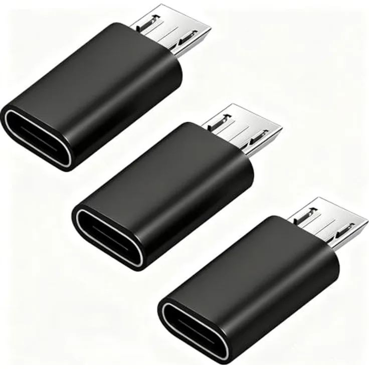 JBSTK USB-C auf Micro USB Adapter, 3 Stück, Schnellladung bis QC 3.0, Schwarz