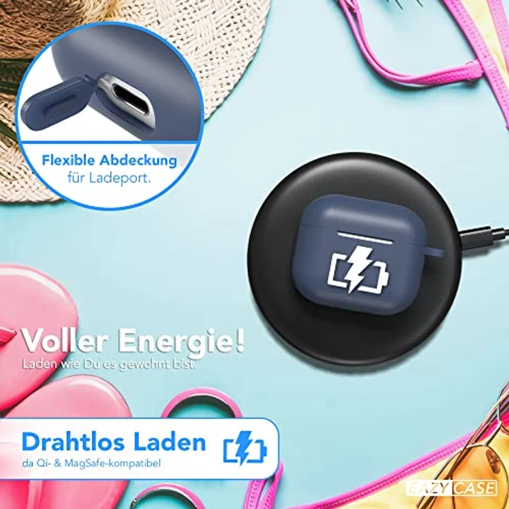 EAZY CASE Kopfhörer-Schutzhülle Silikon Hülle kompatibel mit Apple AirPods 3, Qi-Charging möglich Stoßfest Fullcover Hülle Box (Schwarz) – Bild 3