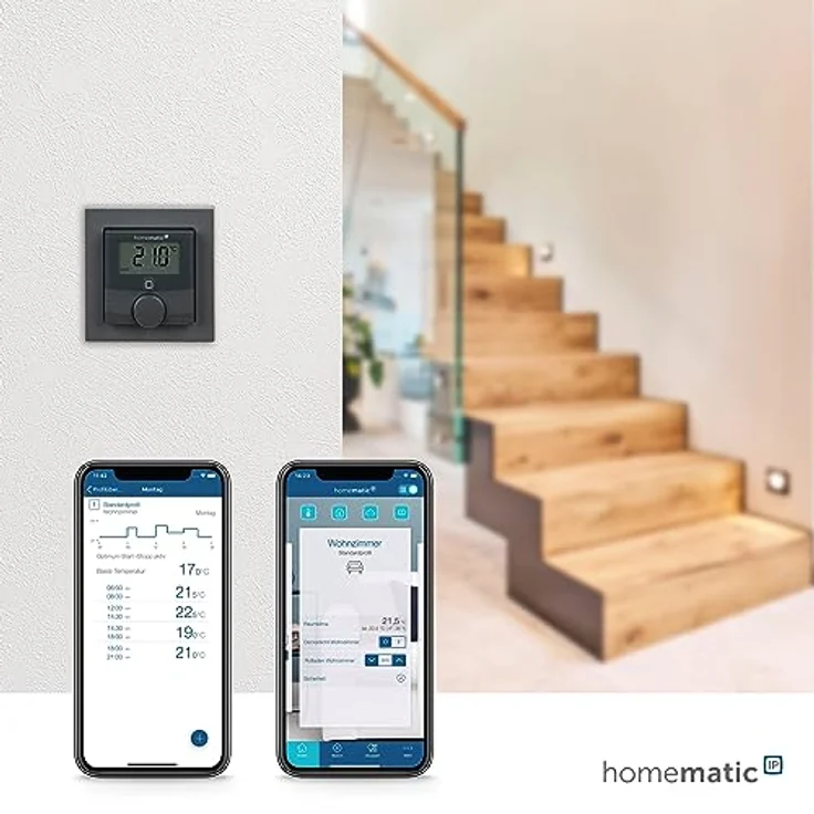 Homematic IP Smart Home Wandthermostat mit Luftfeuchtigkeitssensor, athrazit, digitales Thermostat Heizkörper/Fußbodenheizung App, Alexa, Google Assistant, Temperaturmessung, Energie sparen, 159820A0 – Bild 2