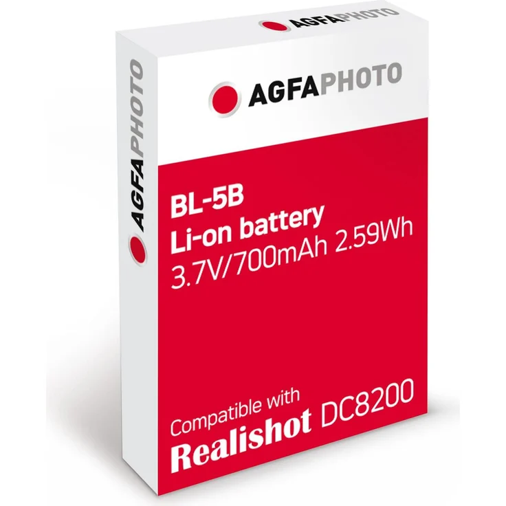 AgfaPhoto ABL5B Batterie Pro für Digitalkamera DC8200, wiederaufladbarer Lithium-Ionen Akku mit 700 mAh und Schutzschaltung – Bild 1