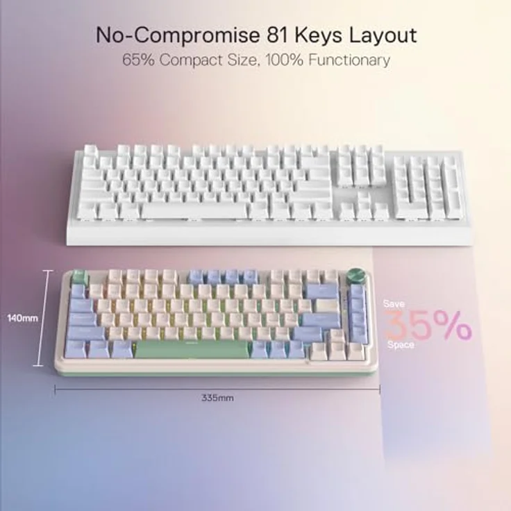 Redragon K673 PRO 75% Wireless Gasket RGB Gaming Tastatur, Lineare Rote Schalter, 3-Modus 81 Tasten, Hot-Swap Sockel, Drehknopf, Geräuschdämpfende Pads – Bild 4