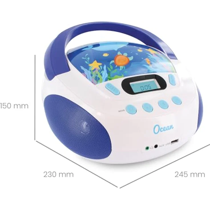 Metronic Radio-CD-Player für Kinder, Ozean, mit USB--SD--AUX-IN-Port blau-weiß – Bild 8