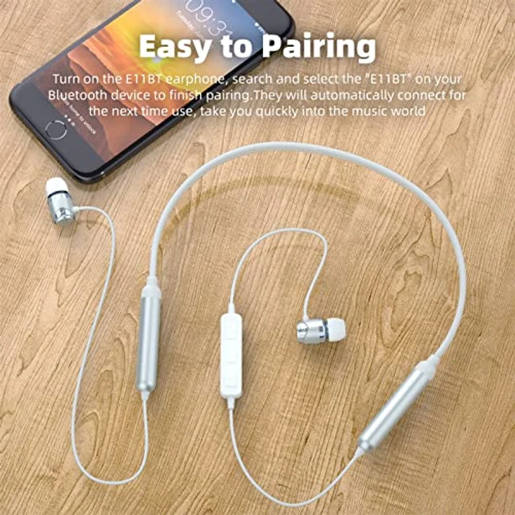 SoundMAGIC E11BT Bluetooth Kopfhörer mit Nackenbügel drahtlose Ohrhörer HiFi Stereo In Ear Headset mit Mikrofon geräuschisolierende Sport Kopfhörer blau – Bild 5