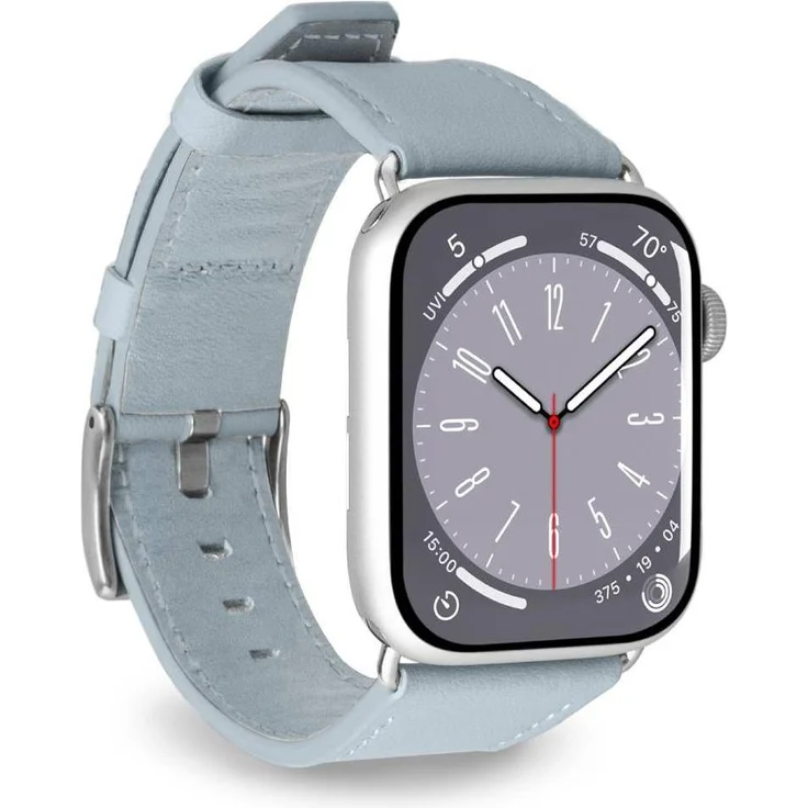 Puro E-Classic Band für Apple Watch 42, 44, 45 und 49mm, Kunstleder, blau, ökologisch nachhaltig und elegant