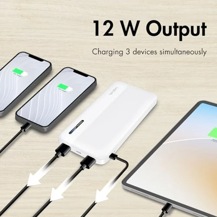 LogiLink PA0338WRF - Powerbank 10.000 mAh, Schnellladenfunktion, 2x USB-A, 1x USB-C, kompakt, Weiß – Bild 2