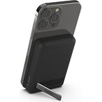 Belkin magnetische 5000-mAh-Powerbank, externer Handy-Akku, kompatibel mit MagSafe, mit Passthrough-Ladefunktion und Ständer, 7,5 W Ausgang, 10 W Eingang, kompatibel mit iPhone 15, 14, 13 – Schwarz