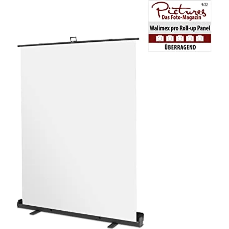 Walimex Pro Roll-Up Panel 165x220 cm Fotohintergrund Weiß I Portable, freistehende Fotoleinwand für Portrait-Shootings, Fotostudio & Streaming I Chromakey Effekt I Metallbox für Stabilität & Schutz – Bild 2