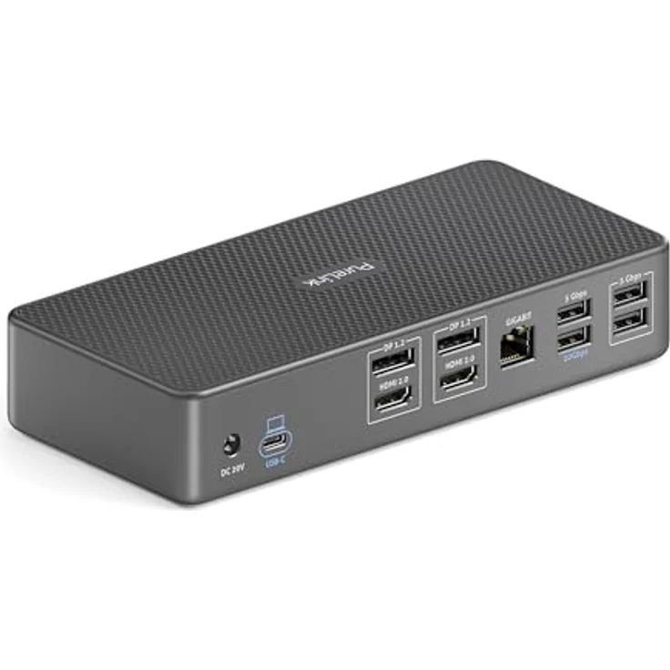 PureLink Vuelogic USB C Docking Station Dual Screen, 14-in-1 Multifunktionale Dockingstation Laptop, 2X HDMI / 2X DP Unterstützung, Ethernet, Multiport, Schwarz – Bild 2