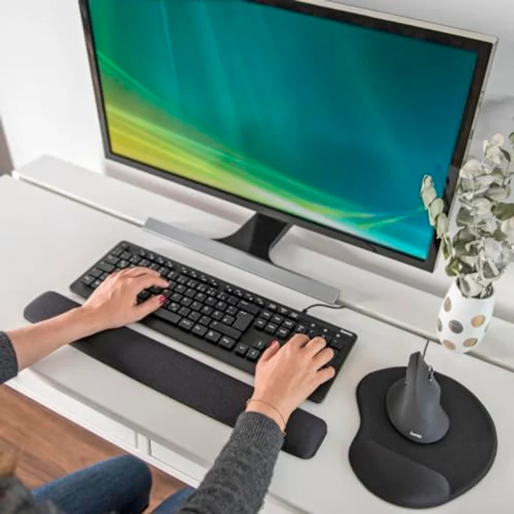 Hama Ergo Tastatur-Handballenauflage, Ergonomische Handballenauflage mit Memory Foam, Schwarz – Bild 6