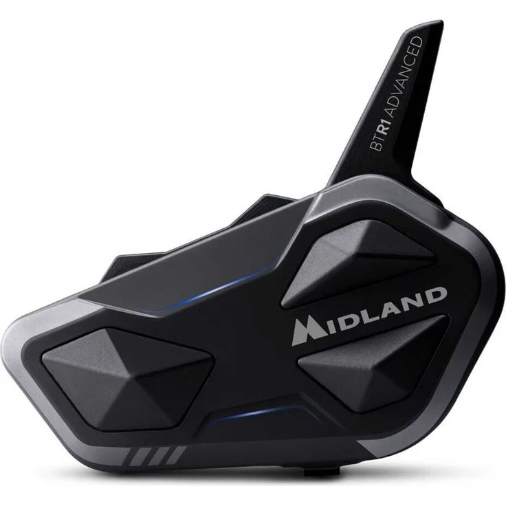 Midland Btr1 Advanced Single Intercom, Motorrad-Kommunikationssystem mit 1200 m Reichweite, silber – Bild 1