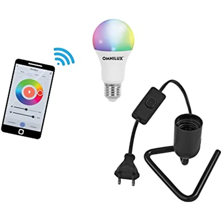 Eurolite Set LED E27 RGB/WW/CW WiFi, Licht Set mit schwarzer Triangle Fassung – Bild 1