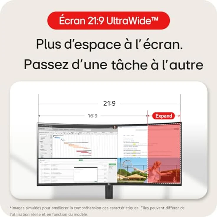 LG Electronics 34WR50QK-B.AEU UltraWide 1800R Curved QHD Monitor 34" Schwarz, 3440 x 1440, 21:9, 5ms GtG, 100 Hz, HDR10, 99% sRGB, PBP-Modus, OnScreen Control, AMD FreeSync – Bild 3