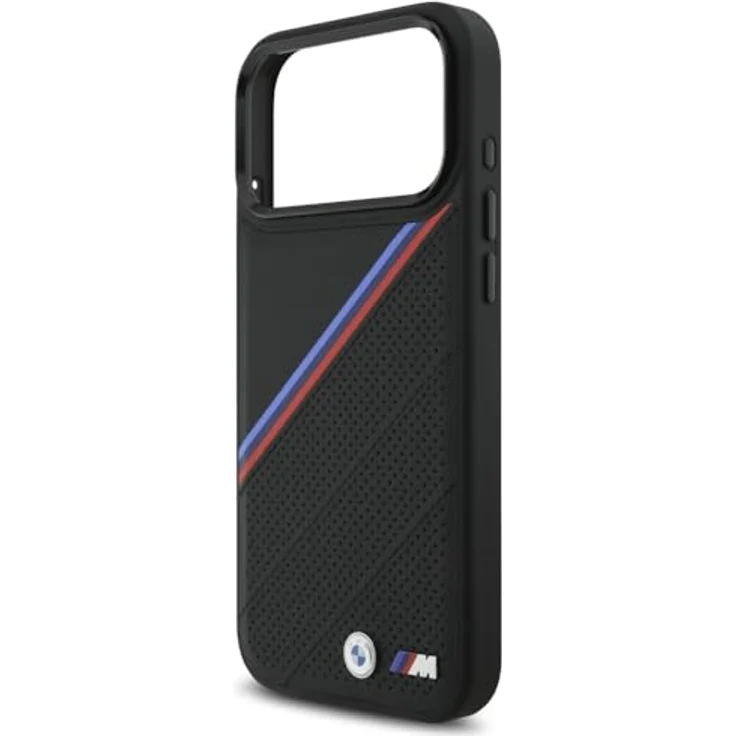 BMW Handyhülle Case iPhone 17 Pro Max, MagSafe Kunstleder schwarz mit Tricolor Metall Logo und Kantenschutz, 6,9 Zoll – Bild 6