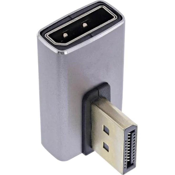 InLine DisplayPort 1.4 Adapter, 90° vertikal links gewinkelt, DP Stecker zu Buchse, 8K-kompatibel, vergoldete Kontakte, kompaktes Design, 17291I – Bild 5