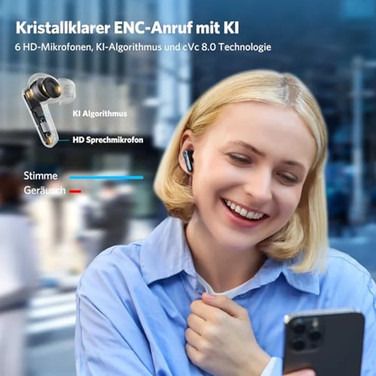 EarFun Ear Air Pro 4 Bluetooth Kopfhörer mit Adaptive Hybride Geräuschunterdrückung, aptX Lossless, Hi-Res Audio, LDAC, 6 Mikrofone cVc 8.0 AI Anrufe, 52H Akku, Multipoint, Bluetooth 5.4, In-Ear Detection - Schwarz – Bild 5
