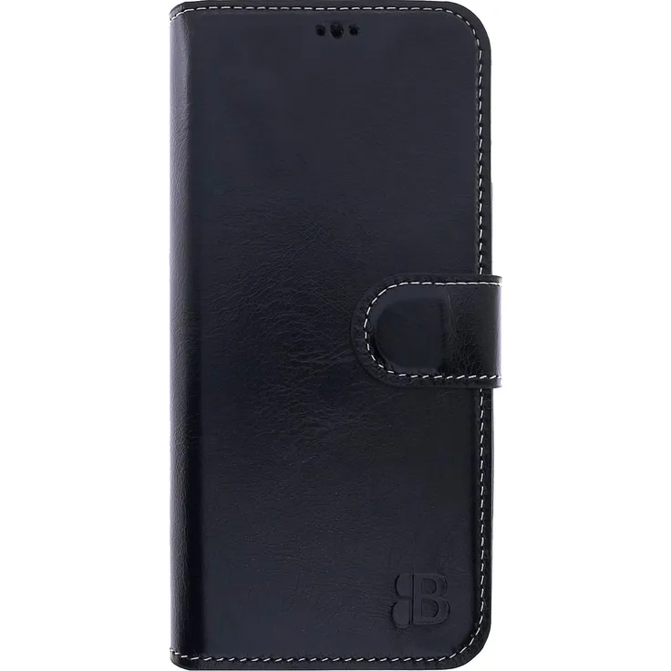 BURKLEY Samsung Galaxy A53 Handyhülle - Wallet ID - Leder Handytasche mit Kartenfächer in Schwarz