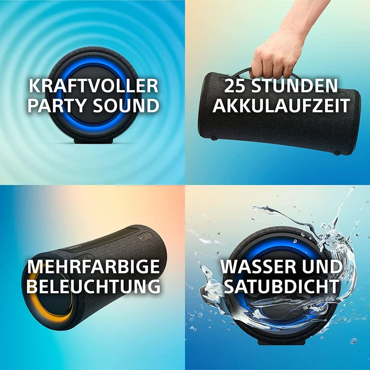 Sony SRS-XG300, Bluetooth-Lautsprecher, wasserfest, IPX67, Schwarz  – Bild 8