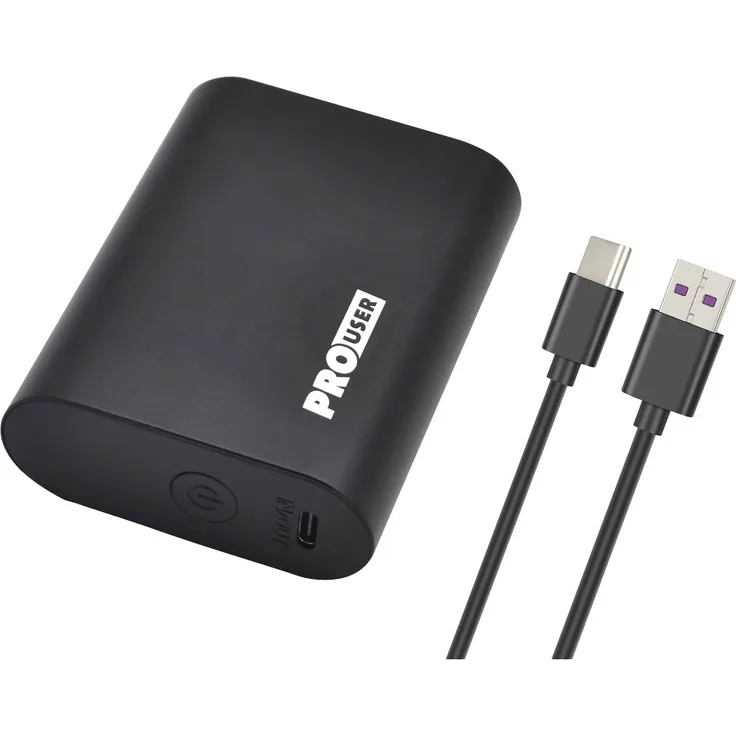 ProUser Powerbank 10000 mAh Quick Charge 3.0, Power Delivery 3.0 Li-Ion USB-C Schwarz Statusanzeige, gleichzeitiges Laden und