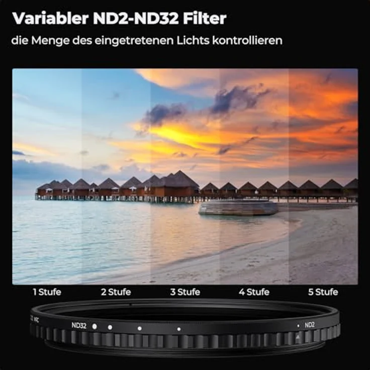 K&F CONCEPT Variabler ND Filter 86mm ND2-32 (1-5 Blendenstufen), Graufilter für Landschafts- und Videofotografie, Nano-Xcel Serie – Bild 3