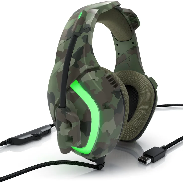 CSL Gaming-Headset USB "GHS-103" Camouflage mit Mikrofon, Kopfhörer für PC, PS4 / 4 Pro