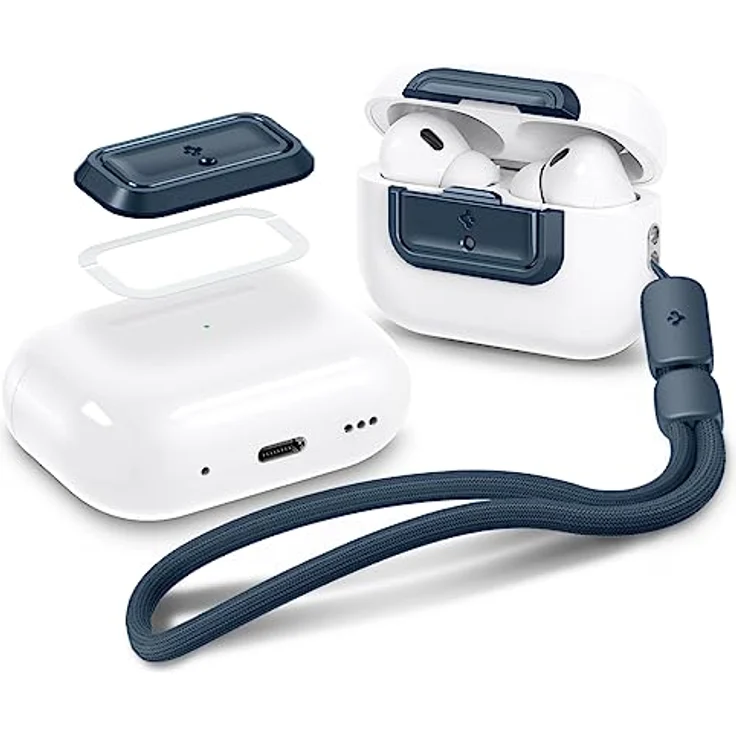 Spigen Lock Fit M [EZ FIT], Verriegelung für AirPods Pro 2. Generation / AirPods Pro (2019), mit Handschlaufe, Metal Slate – Bild 1