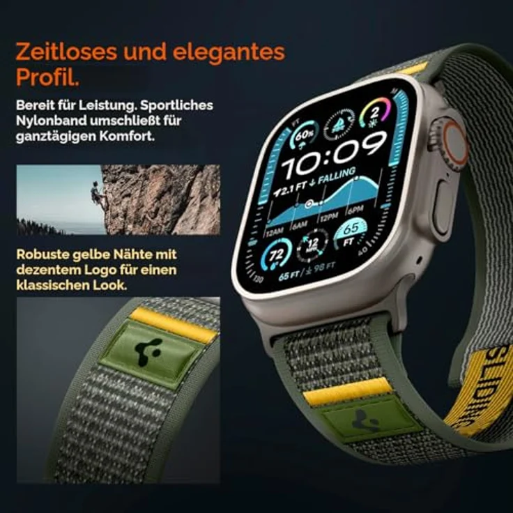 Spigen Athlex Air Strap für Apple Watch 44 / 45 / 46 / 49 mm, atmungsaktives Stoffmaterial, grün – Bild 5