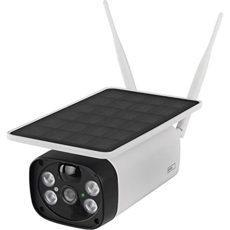 EMOS GoSmart kabellose Outdoor Überwachungskamera IP-600 Eye mit WiFi und App + Solarpanel, 1080p Smart Home IP-Kamera mit Akku, kompatibel mit Alexa, Google Assistant, ohne ABO-Falle