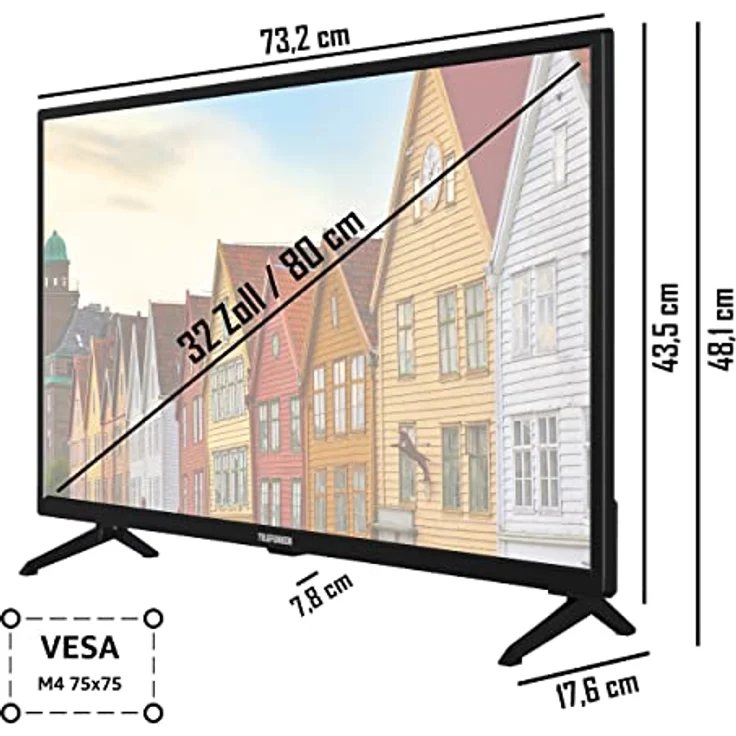 TELEFUNKEN XF32SN550SD 32 Zoll Fernseher/Smart TV (Full HD, HDR, Triple-Tuner, DVD-Player) - Inkl. 6 Monate HD+ [2023], Schwarz – Bild 4