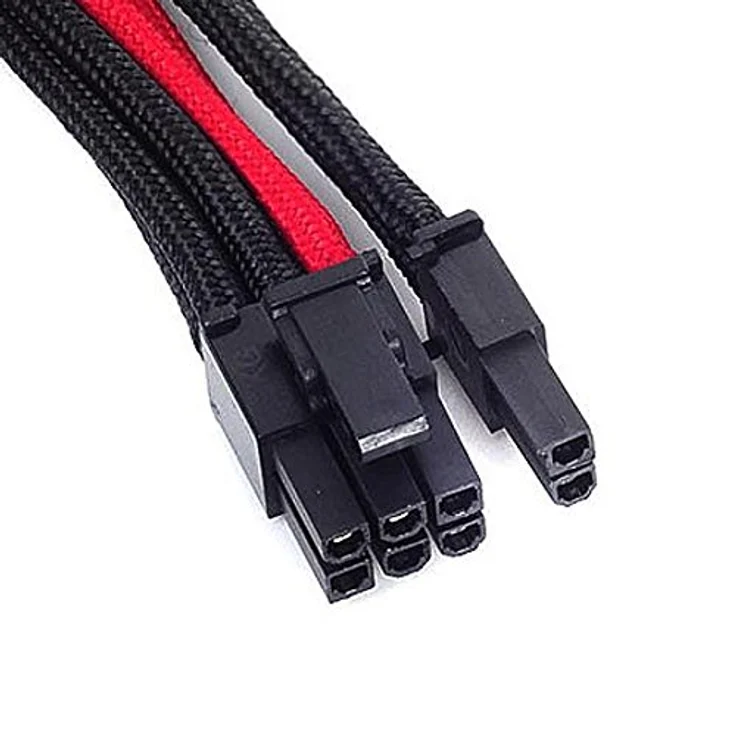SilverStone SST-PP07-PCIBR - Netzteil-Verlängerungskabel 25cm 8pin auf PCI-E 6+2pin, schwarz-rot – Bild 2