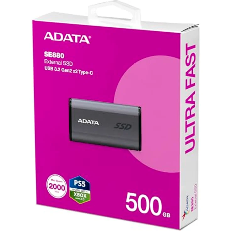 Adata Dysk zewnętrzny SSD SE880 500 GB USB3.2A/C Gen2x2 Niebieski (500 GB), Externe SSD, Blau – Bild 2