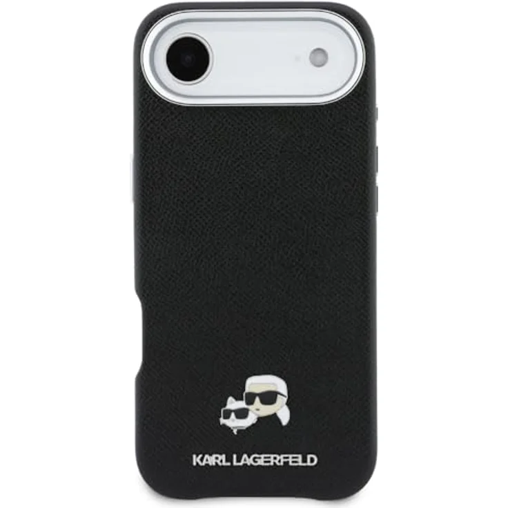 CG MOBILE Karl Lagerfeld Karl & Choupette Kopfbolzen Saffiano Hülle für iPhone Air, Kunstleder/TPU/PC, Schwarz, kompatibel mit MagSafe – Bild 2