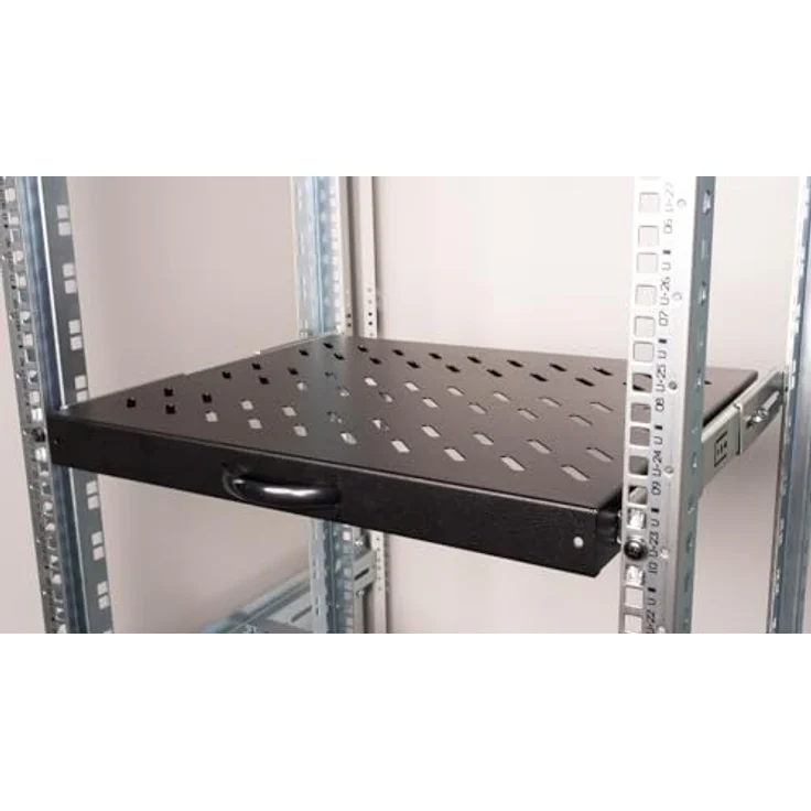 ROLINE 19-Zoll Fachboden 1 HE, ausziehbar, 350 mm Tiefe, Tragfähigkeit 25 kg, schwarz – Bild 3